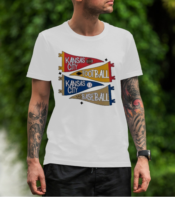 Kansas City Football Kansas City Baseball Pennant Icons T-Shirt