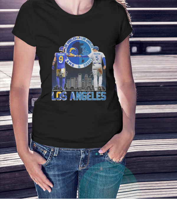 Los Angeles Rams Stafford Dodgers Freeman City Champions 2024 Signatures T-Shirt