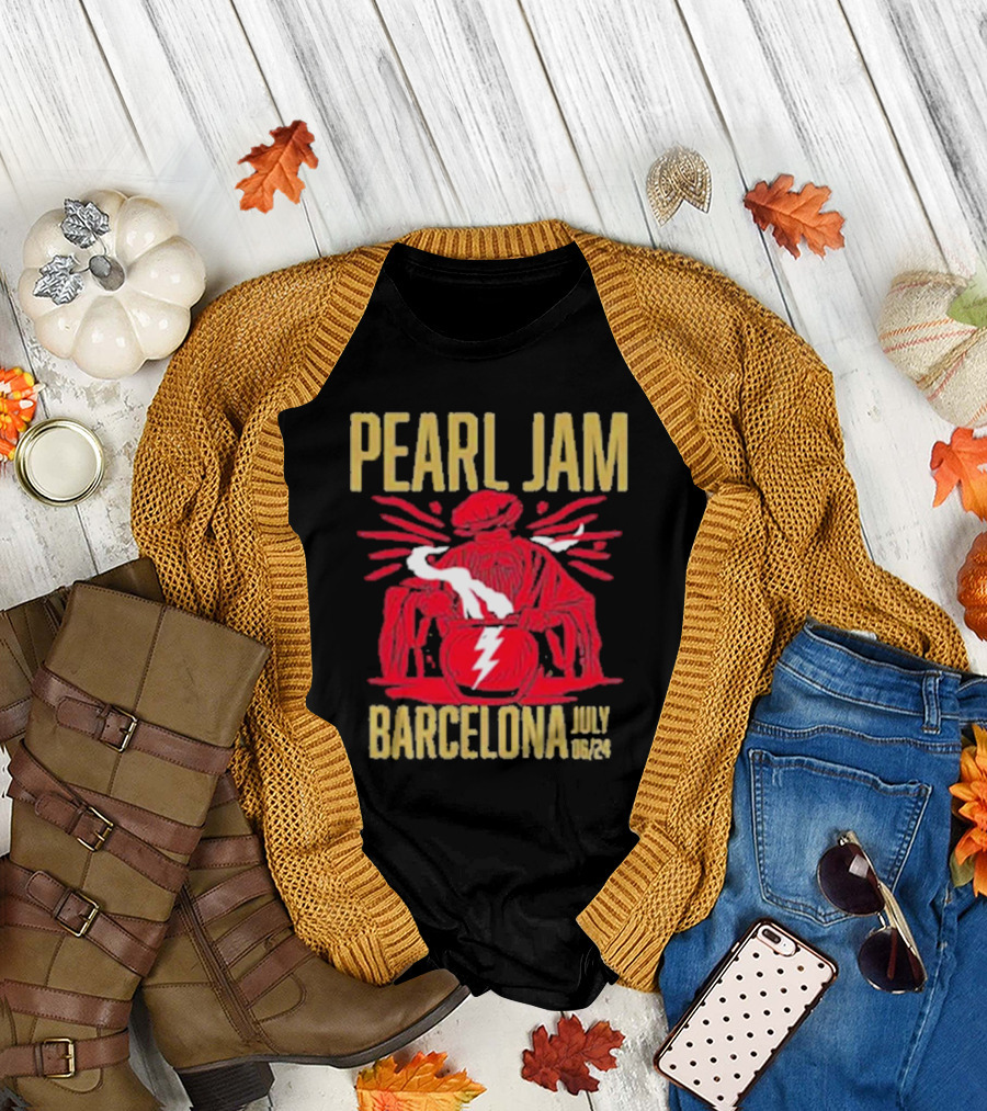 Pearl Jam Barcelona July 06 2024 The Witch Artwork Lightning Cauldron Palau Sant Jordi Night 1 Two Sides Print Premium Long Sleeve T-Shirt