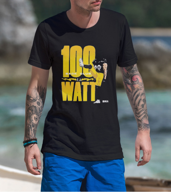 Pittsburgh Steelers T.J. Watt 100 Sack Club NFLPA T-Shirt