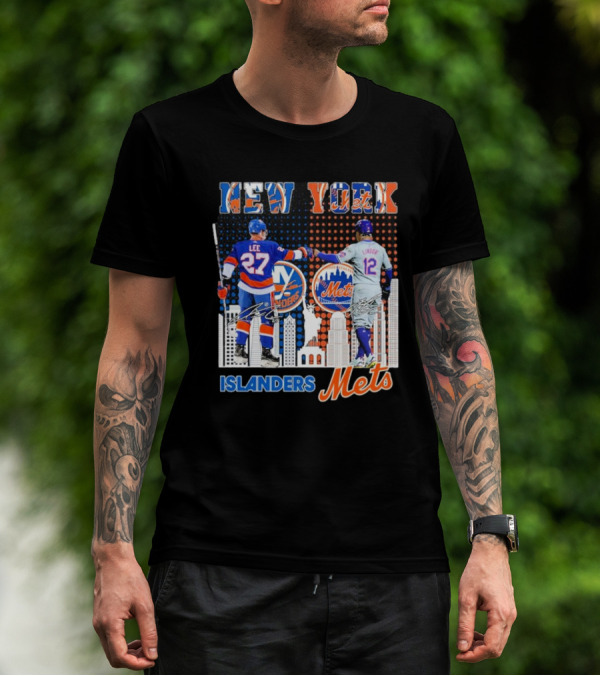 New York Islanders Mets Anders Lee Francisco Lindor Collaboration T-Shirt