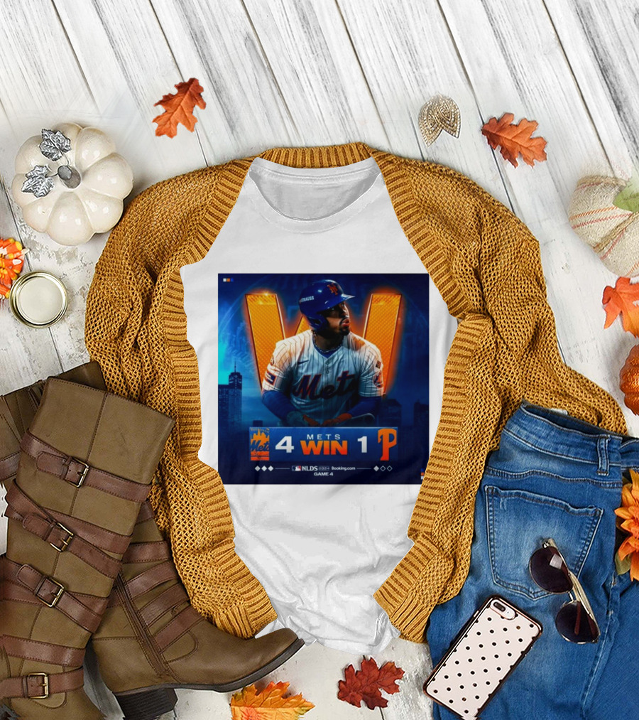 Mets 4 Win 1 Phillies NLDS 2024 Game 4 New York Victory T-Shirt