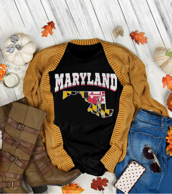 Maryland State Flag Map Proud Us Citizen America T-Shirt