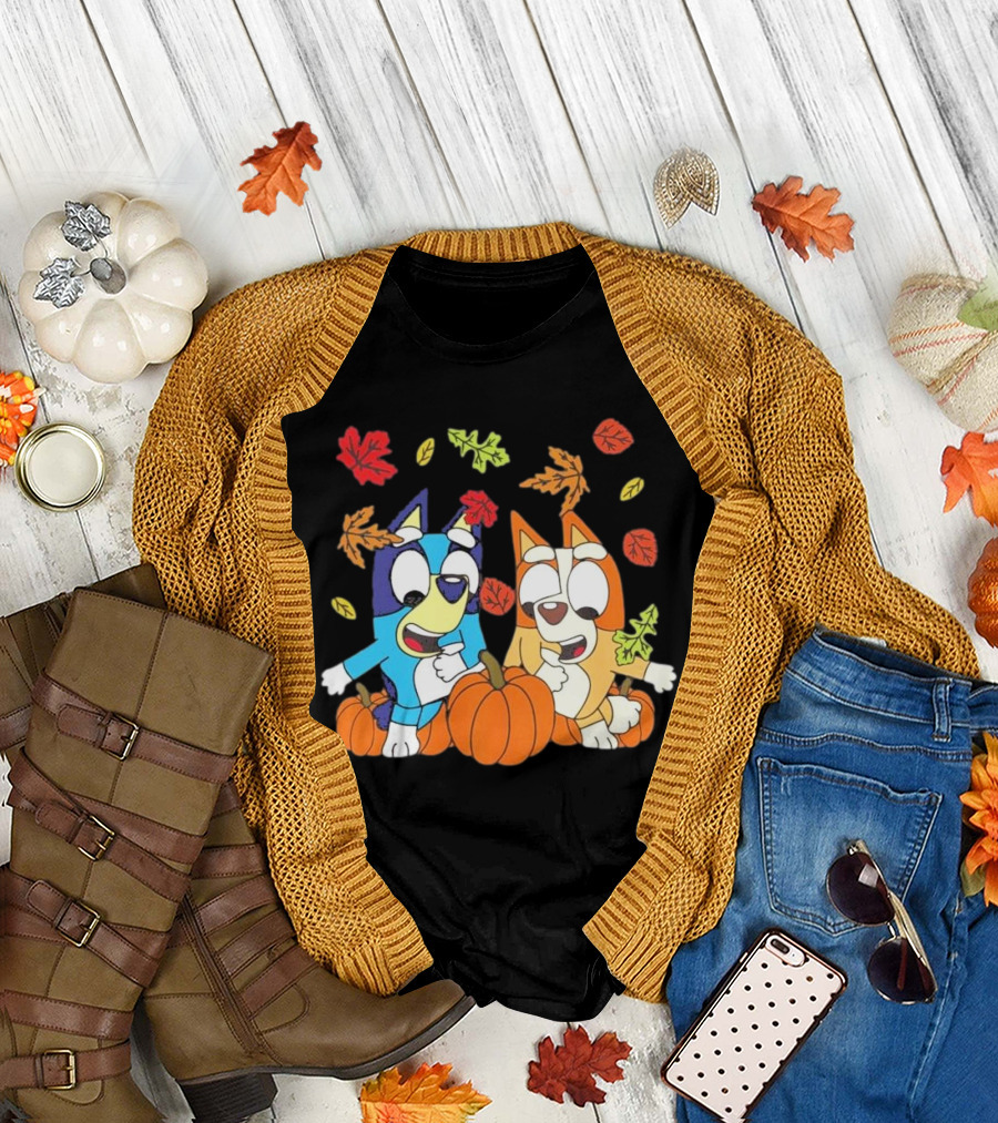 Bingo Pumpkin Season 2024 with Leaves and Dogs T-Shirt