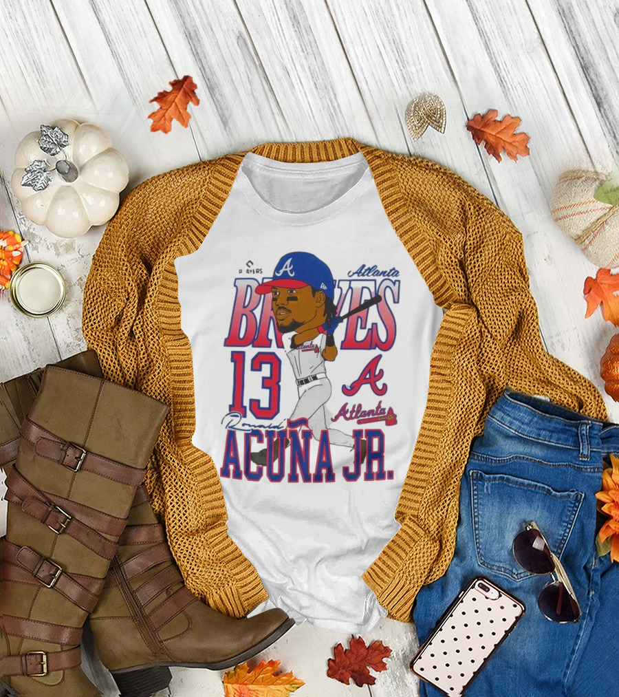 Atlanta Braves Ronald Acuña Jr. Caricature 13 Atlanta Baseball T-Shirt