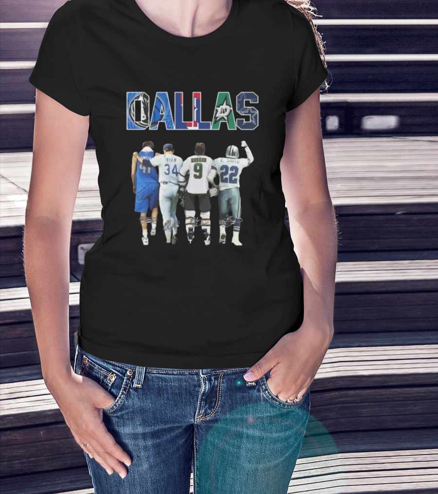 Dallas Mavericks Texas Rangers Dallas Stars Dallas Cowboys Legend Signatures T-Shirt