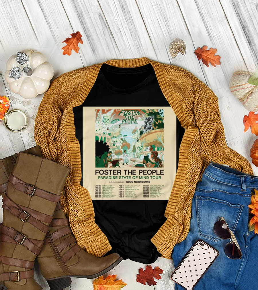 Foster the People Paradise State of Mind Tour 2025 with Good Neighbours North American Dates T-Shirt