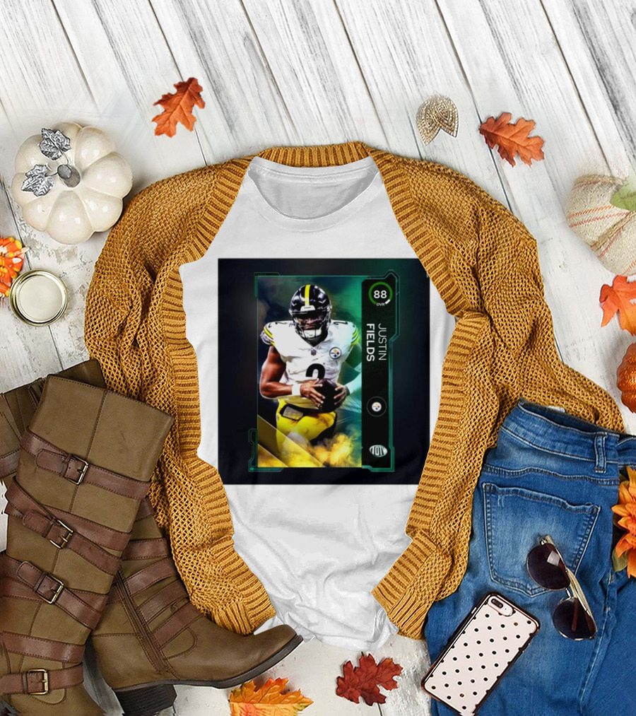 Justin Fields 88 OVR Pittsburgh Steelers NFL QB MUT Signature Card T-Shirt