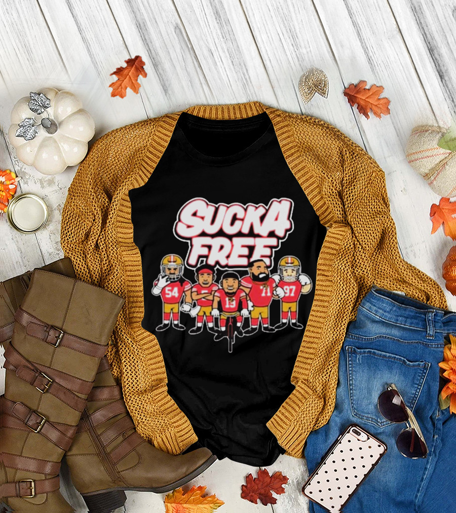 Sucka Free 5 San Francisco 49ers NFL Cartoon Players 54 13 71 97 T-Shirt