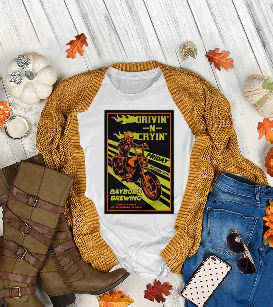 Drivin’ N Cryin’ Friday October 18th Bayboro Brewing St. Petersburg FL Motorcycle Rider T-Shirt