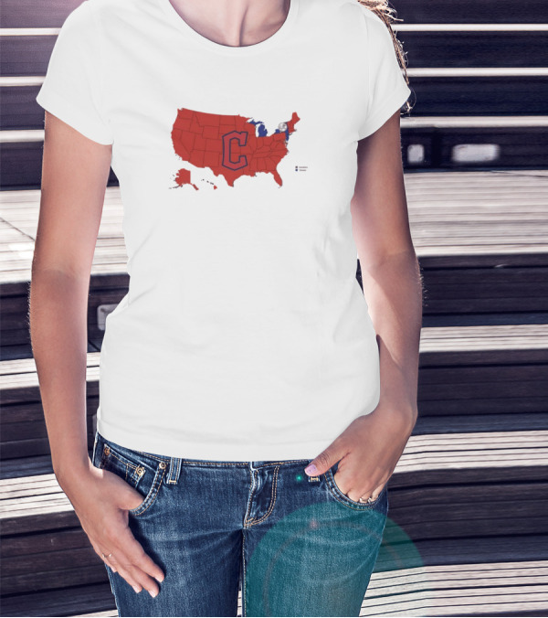 Map Of Who America Is Rooting For In The NLCS Cleveland Guardians MLB Logo USA Outline T-Shirt