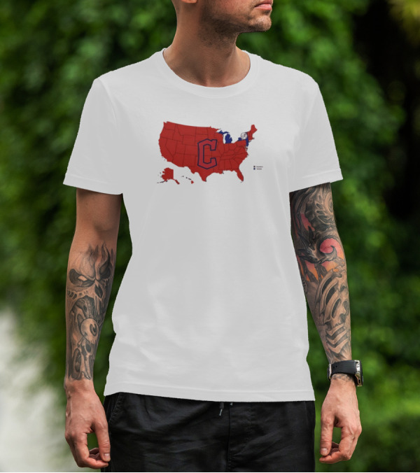 Map Of Who America Is Rooting For In The NLCS Cleveland Guardians MLB Logo USA Outline T-Shirt
