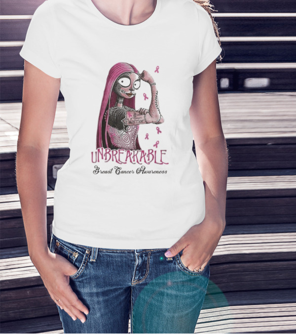 Unbreakable Warrior Breast Cancer Awareness Sally The Nightmare Before Christmas T-Shirt