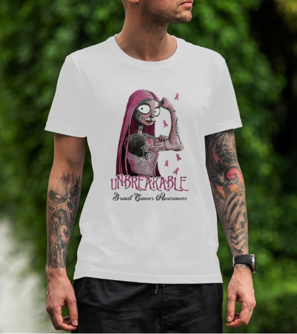 Unbreakable Warrior Breast Cancer Awareness Sally The Nightmare Before Christmas T-Shirt