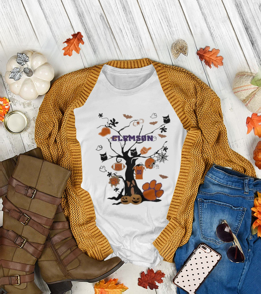 Clemson Tigers Halloween Tree 2024 NCAA Icons T-Shirt
