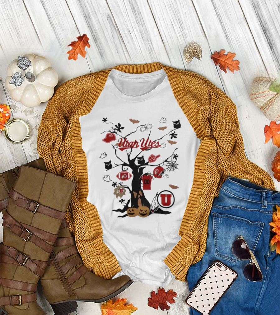 Utah Utes Halloween 2024 Tree NCAA Team T-Shirt