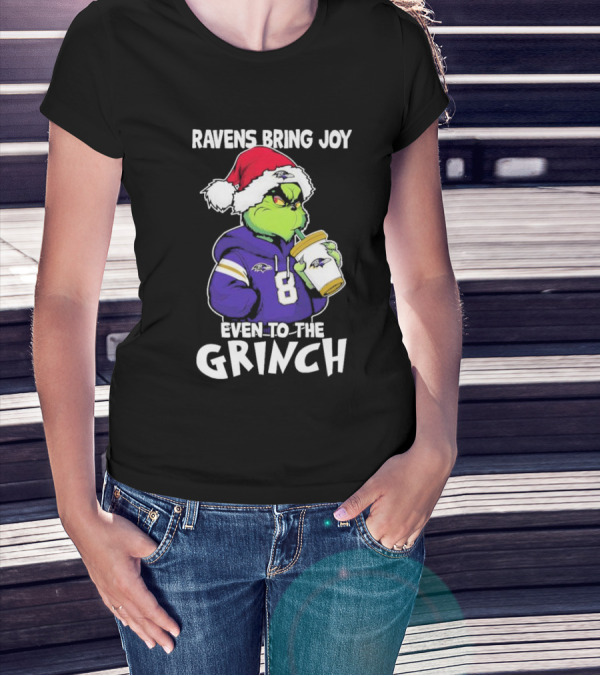 Ravens Bring Joy Even To The Grinch Christmas T-Shirt