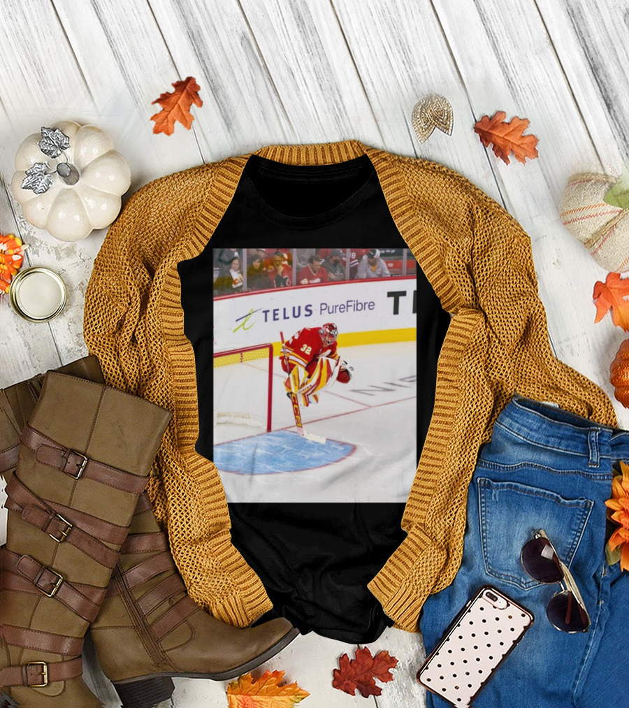 Calgary Flames Wolfie Content NHL Hockey Goalie Action T-Shirt