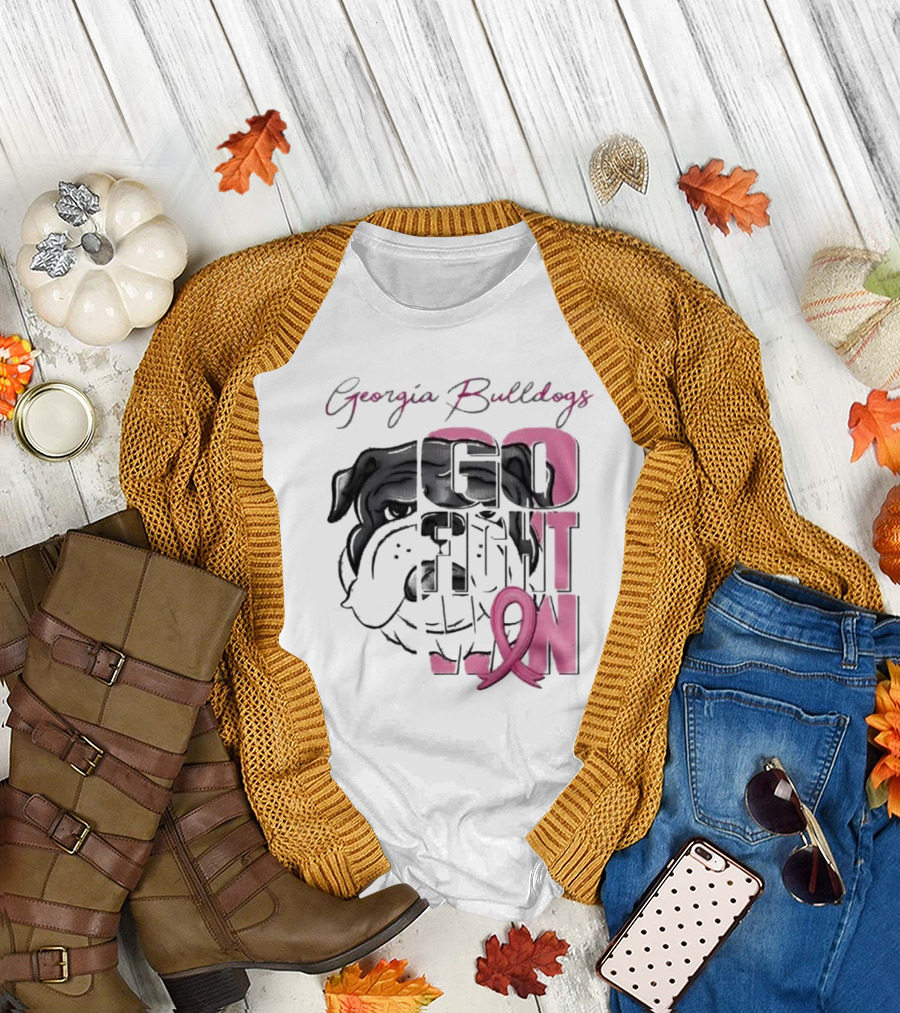 Georgia Bulldogs Go Fight Win Breast Cancer Awareness T-Shirt