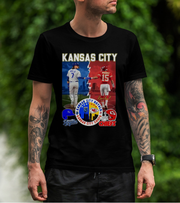 Kansas City Royals Robert Witt Jr. Chiefs Patrick Mahomes Signatures Royals Chiefs T-Shirt