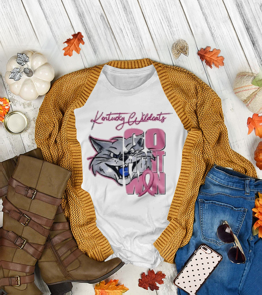 Kentucky Wildcats Go Fight Win Breast Cancer Awareness T-Shirt