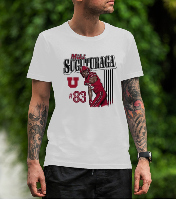 Miki Suguturaga Utah Utes Football #83 Cartoon Player T-Shirt