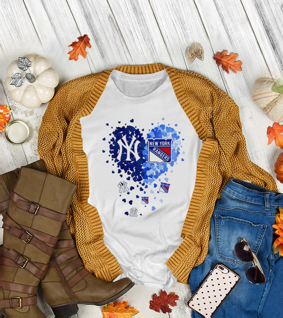 New York Yankees Rangers Heart T-Shirt