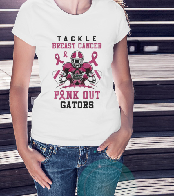 Tackle Breast Cancer Pink Out Gators Football T-Shirt