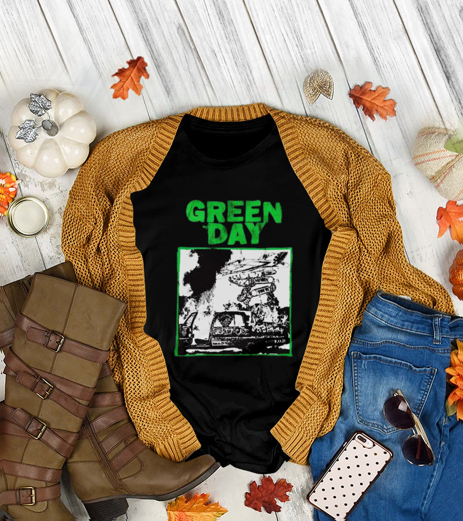 Green Day Riot 2024 Helicopter Explosion Scene T-Shirt