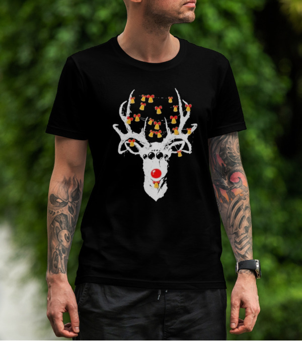 Reindeer Deer Christmas Rudolph With Bells T-Shirt