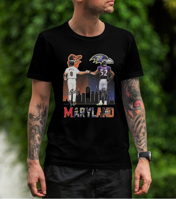Orioles Ripken Ravens Lewis Maryland Icons And Signatures T-Shirt
