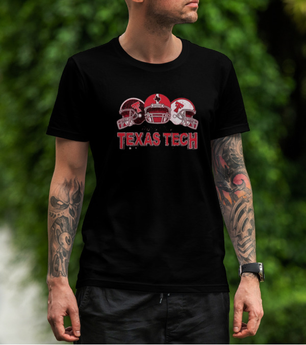 Texas Tech Red Raiders Trio Helmets Graphic Wreck 'Em T-Shirt