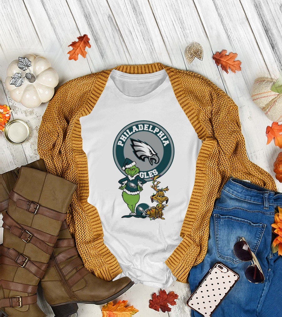 Grinch Max Philadelphia Eagles Merry Christmas T-Shirt