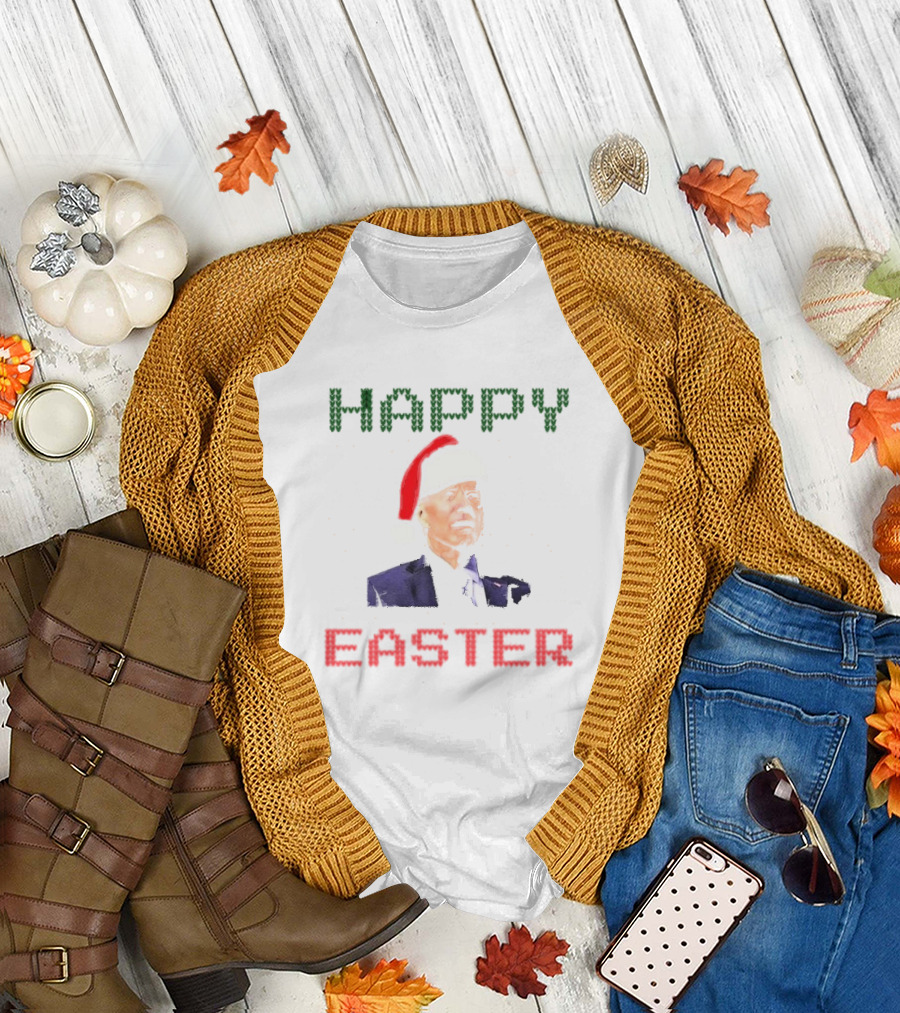 Joe Biden Happy Easter Ugly Christmas Sweater Santa Hat T-Shirt