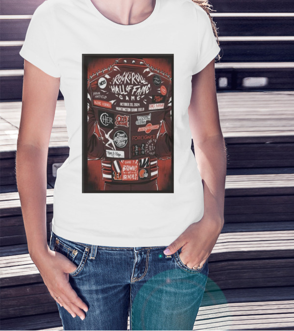 Rock And Roll Hall Of Fame Game 2024 Browns Vs Bengals At Huntington Bank Field With Aerosmith Foreigner Pat Benatar Journey T-Shirt