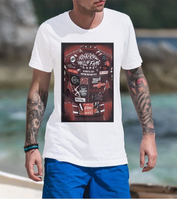 Rock And Roll Hall Of Fame Game 2024 Browns Vs Bengals At Huntington Bank Field With Aerosmith Foreigner Pat Benatar Journey T-Shirt
