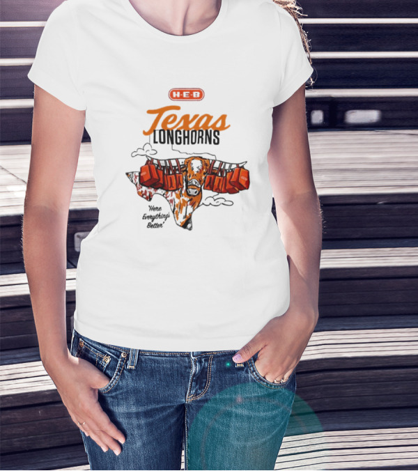 H-E-B Texas Longhorns Here Everything's Better Hook 'em Horns T-Shirt