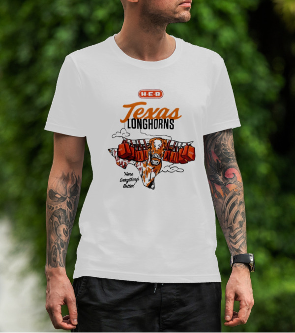 H-E-B Texas Longhorns Here Everything's Better Hook 'em Horns T-Shirt