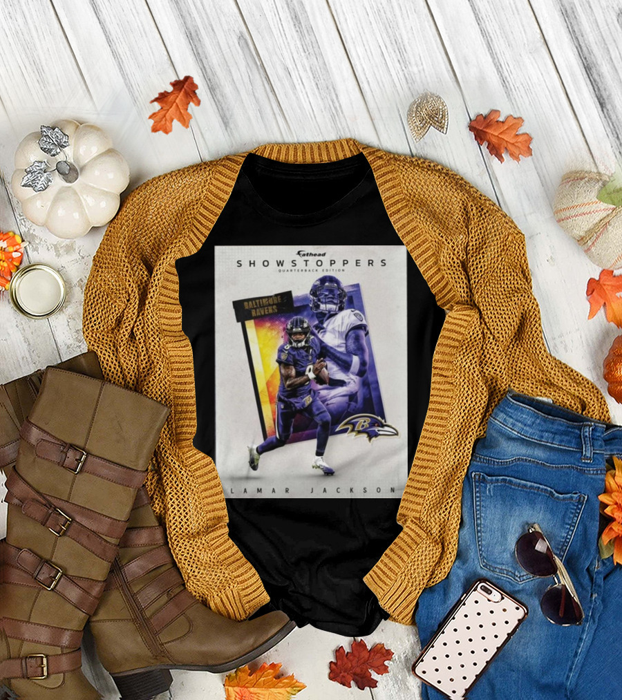 Lamar Jackson Baltimore Ravens Fathead Showstoppers Quarterback Edition T-Shirt