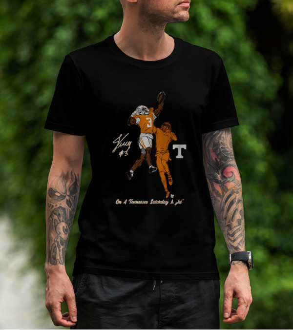 Tennessee Saturday Night Jermod McCoy #3 One-Handed Interception T-Shirt