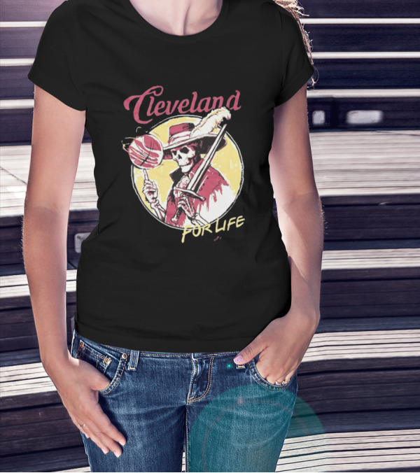 Cleveland Basketball Skeleton For Life T-Shirt
