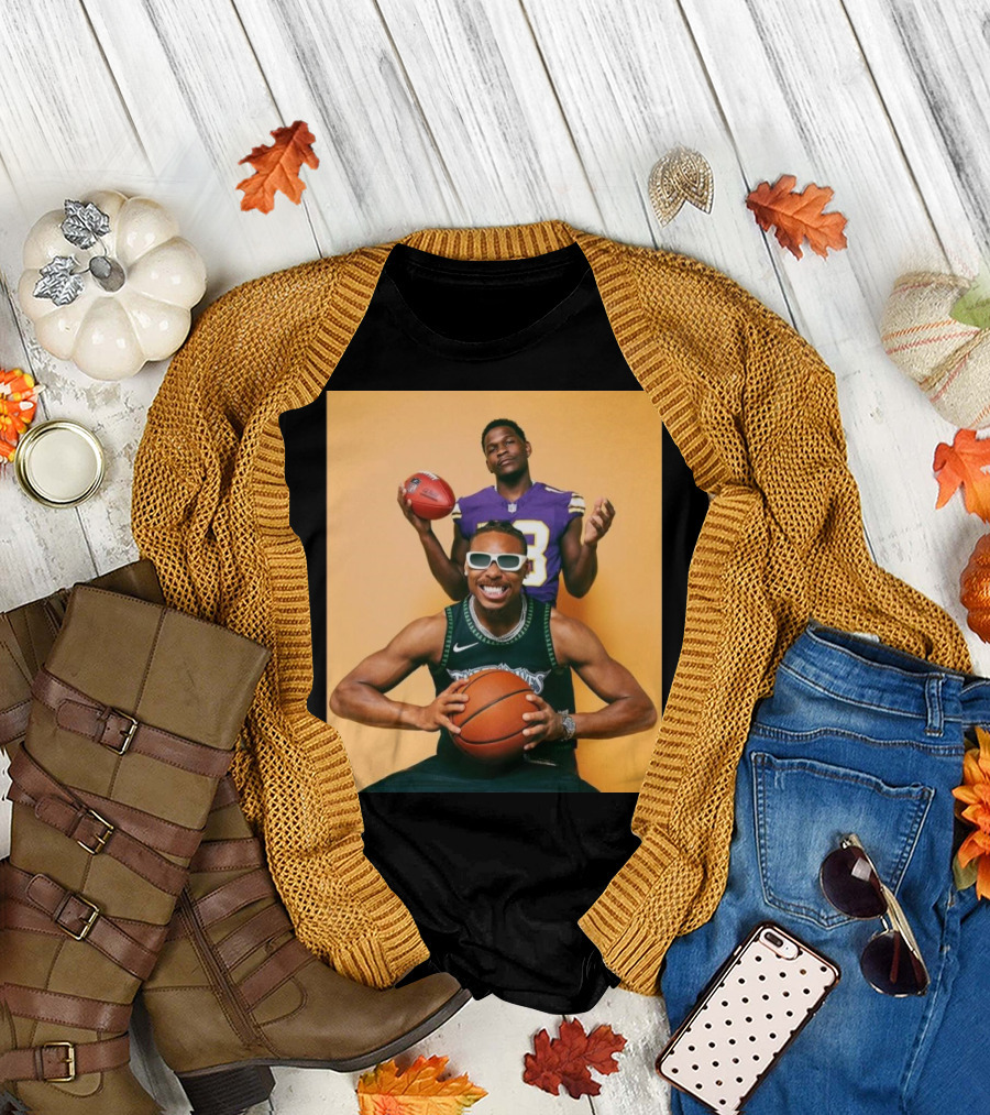 Justin Jefferson Anthony Edwards Minnesota Vikings Timberwolves Sports Photo T-Shirt