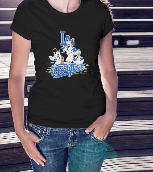 Los Angeles Dodgers Mickey Mouse Donald Duck Goofy Baseball T-Shirt