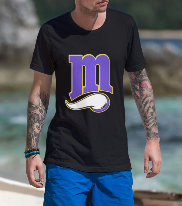 Minnesota Vikings And Minnesota Twins M Logo Fusion In Purple And White T-Shirt