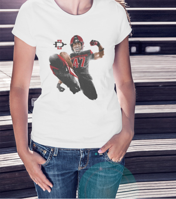 Trey White San Diego State Aztecs 47 Football Jump T-Shirt