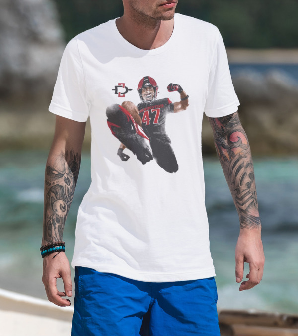 Trey White San Diego State Aztecs 47 Football Jump T-Shirt