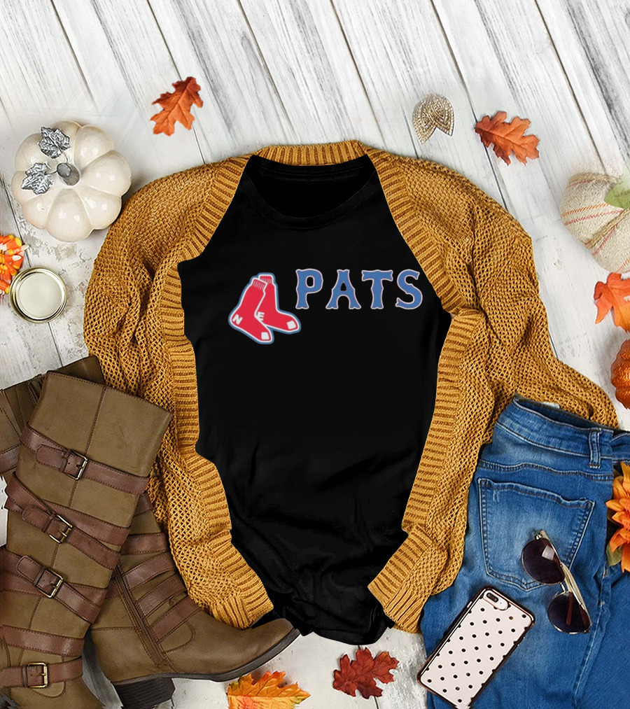 NFL MLB New England Patriots Boston Red Sox Pats Logo Mashup T-Shirt