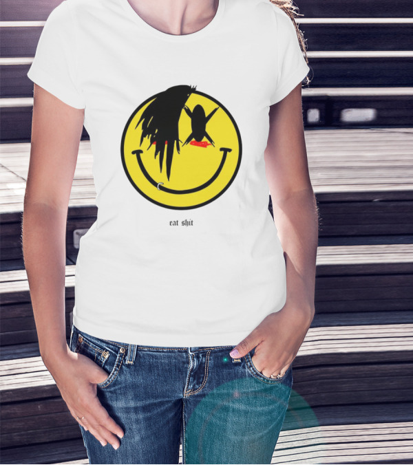 My Chemical Romance Smiley Symbol Eat Shit Face With Hair And Piercing T-Shirt