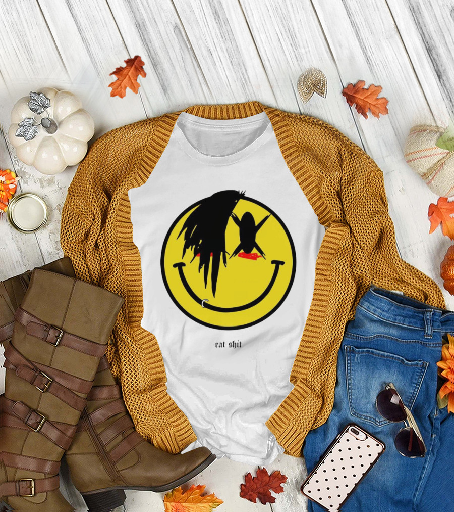 My Chemical Romance Smiley Symbol Eat Shit Face with Hair and Piercing T-Shirt