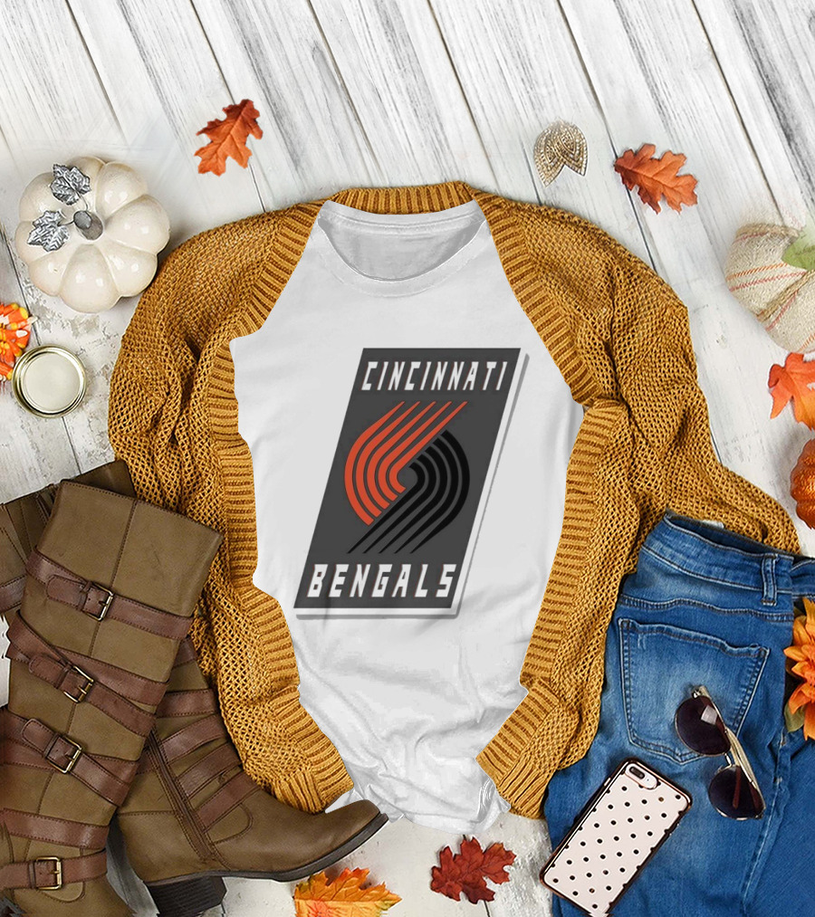 Cincinnati Bengals x Portland Trail Blazers Mashup Logo NFL NBA T-Shirt
